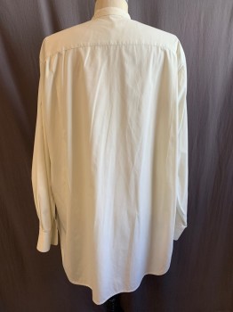 Mens, Shirt 1890s-1910s, MTO, Off White, Cotton, Solid, 37, 16, Band Collar, Button Front, L/S *Aged/Distressed*