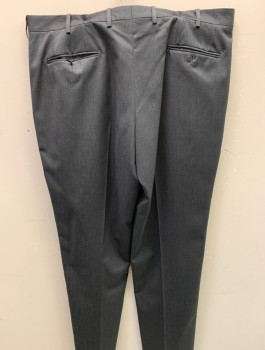 JB BRITCHES, Gray, Wool, Solid, F.F, 4 Pockets, Button Tab Zip Front,