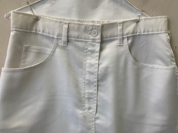 Womens, Shirt, Whistle, White, Polyester, Cotton, Solid, W28, F.F, Top Pockets, Zip Front, Belt Loops