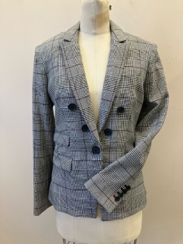 EXPRESS, Black, White, Red Burgundy, Polyester, Elastane, Plaid, SB. 1 Btn, Notched Lapel, 5 Decorative Buttons, 3 Flap Pckt, 1 Breast Pckt, 4 Buttons On Cuffs