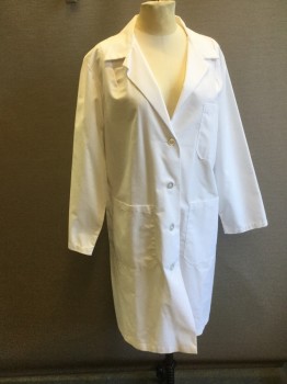 LIFE, White, Poly/Cotton, Solid, Womens Lab Coat. 4 Button Single Breasted, 3 Pockets,