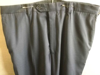 JOS A BANK, Navy Blue, Wool, Solid, Flat Front, Zip Front, Tab Waistband, 4 Pockets,