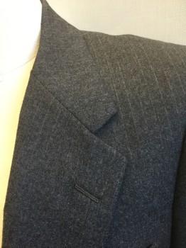 DORMAN WINTHROP, Gray, Lt Gray, Wool, Stripes - Pin, Gray with Light Gray Pinstripe, Single Breasted, Notched Lapel, 2 Buttons, 3 Pockets, Solid Gray Lining