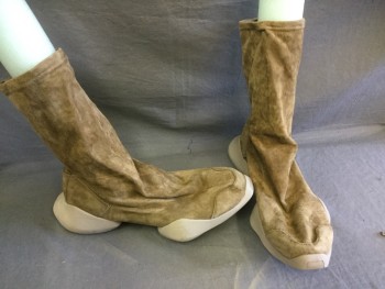 Womens, Sci-Fi/Fantasy Boots , RICK OWENS, Beige, Taupe, 9, Faux Suede, Pull on Boot, Split Sole