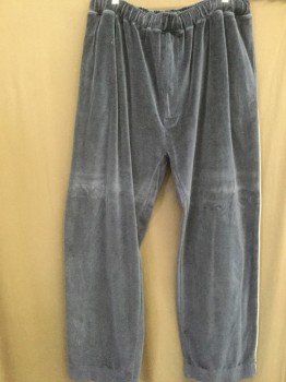 RESIDENCE, Navy Blue, Gray, Cotton, Solid, Velour, Elastic Waist, Grey Piping on Sides of Legs, Back Pocket