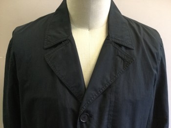 CALVIN KLEIN, Faded Black, Polyester, Nylon, Solid, Single Breasted, Collar Attached, 2 Pockets,
