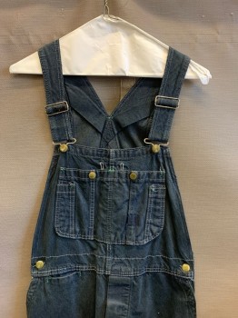 Mens, Overalls, BIG SMITH, Charcoal Gray, Cotton, Solid, W:30, Denim, Workwear, White Top Stitching, Gold Buttons with Logo Embossed, Carpenter Loop at Back Hip, Paint Splatters