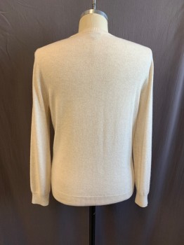 Mens, Pullover Sweater, J. CREW, Cream, Cashmere, Heathered, Solid, M, Crew Neck, Long Sleeves