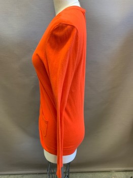 LOFT, Orange, Cotton, Solid, Long Sleeves, Orange Plastic Buttons, 2 Pockets,