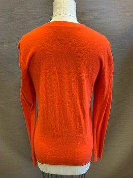LOFT, Orange, Cotton, Solid, Long Sleeves, Orange Plastic Buttons, 2 Pockets,