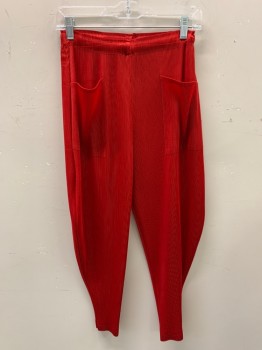Womens, Sci-Fi/Fantasy Pants, N/L, Red, Polyester, Solid, 26, Permanent Pleating, Elastic Waist, 2 Pockets,