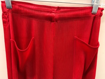 Womens, Sci-Fi/Fantasy Pants, N/L, Red, Polyester, Solid, 26, Permanent Pleating, Elastic Waist, 2 Pockets,