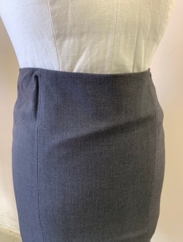 ANNE KLEIN, Gray, Polyester, Viscose, Solid, Pencil Skirt, Invisible Zipper at Side
