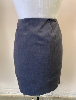 ANNE KLEIN, Gray, Polyester, Viscose, Solid, Pencil Skirt, Invisible Zipper at Side