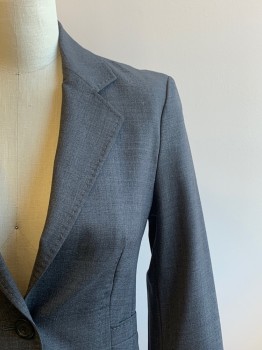 HUGO BOSS, Charcoal Gray, Wool, Heathered, L/S, 2 Buttons, Single Breasted, Notched Lapel, Top Pockets