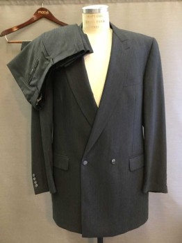 BIELLA, Gray, Wool, Heathered, Peaked Lapel, Double Breasted,