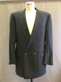 BIELLA, Gray, Wool, Heathered, Peaked Lapel, Double Breasted,