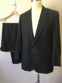 H. FREEMAN & SONS, Charcoal Gray, Black, Wool, Plaid, Single Breasted, Collar Attached, Notched Lapel, 2 Buttons,  3 Pockets