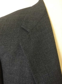 H. FREEMAN & SONS, Charcoal Gray, Black, Wool, Plaid, Single Breasted, Collar Attached, Notched Lapel, 2 Buttons,  3 Pockets