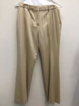 BROOKS BROTHERS, Khaki Brown, Wool, Solid, Flat Front, Slit Pockets