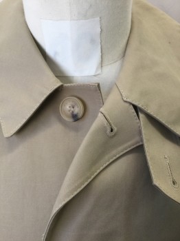 MACKINTOSH, Beige, Cotton, Solid, Bonded Cotton, 5 Button Front with Covered Button Placket, Collar Attached, 2 Welt Pocket, Vented Back, High End/Luxury Item