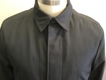 LONDON FOG, Black, Polyester, Nylon, Solid, Single Breasted, Collar Attached, 2 Pockets, Removable Liner