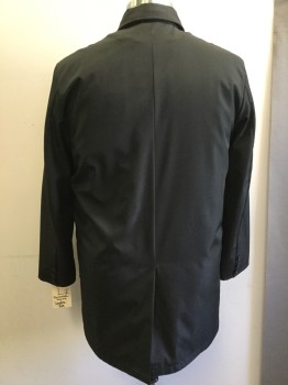 LONDON FOG, Black, Polyester, Nylon, Solid, Single Breasted, Collar Attached, 2 Pockets, Removable Liner