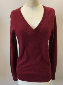 EQUIPMENT, Brick Red, Cashmere, Solid, Long Sleeves, V-neck,