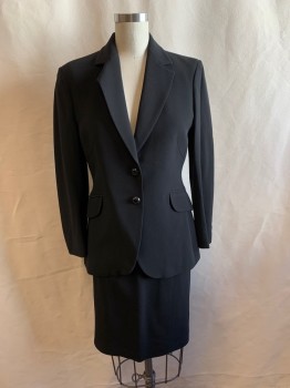 MOSCHINO, Black, Acetate, Rayon, Solid, BLAZER, Single Breasted, 2 Black Buttons, Notched Lapel, 2 Pockets, Vent Back