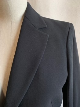 MOSCHINO, Black, Acetate, Rayon, Solid, BLAZER, Single Breasted, 2 Black Buttons, Notched Lapel, 2 Pockets, Vent Back