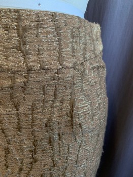 J. CREW, Brown, Gold, Wool, Silk, Abstract , 2.5" Curved Waistband, Drop Pleats, Slit Diagonal Pockets Stitched Down, Back Zip