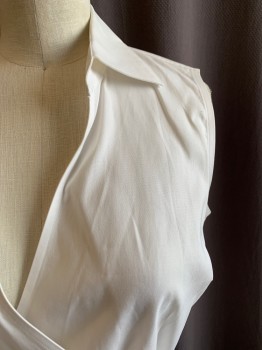 BROOKS BROTHERS, White, Cotton, Synthetic, Solid, C.A., V-N, Wrap Style, Slvls,