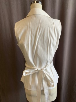 BROOKS BROTHERS, White, Cotton, Synthetic, Solid, C.A., V-N, Wrap Style, Slvls,