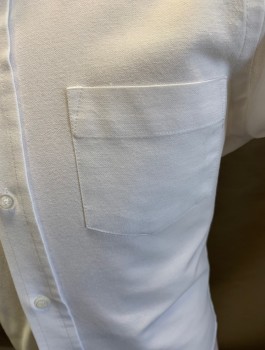 FLYNN O HARA, White, Cotton, Polyester, Solid, S/S, 1 Pocket, Button Down Collar