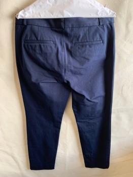 BANANA REPUBLIC, Navy Blue, Cotton, Rayon, Solid, Zip Front, Hook Closure, 4 Pockets, Skinny/Cigarette, Stretch