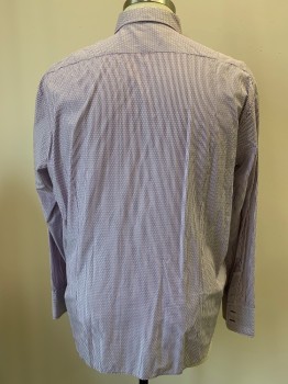 HUGO BOSS, White, Purple, Cotton, Stripes - Vertical , Dots, L/S, Button Front, Collar Attached, French Cuffs,