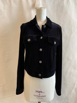 Aqua, Black, Polyester, Solid, Front Button , 5 Buttons, Long Sleeves, Collar Attached,  2 Pockets on Front,