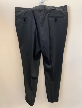 MCNEAL, Black, Lt Gray, Wool, Polyester, Stripes - Pin, Zip Front, Extended Waistband With Hook N Eye, 4 Pckts, F.F