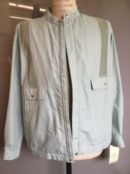 Mens, Jacket, White Bear, Sage Green, Cotton, Polyester, Solid, XL, Sage Green, Zip Front, 2 Flap Pockets, Netting Detail