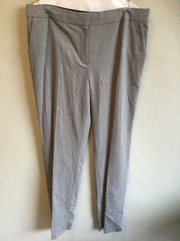 Jeager, Heather Gray, Wool, Small Vents At Ankle Hem, Flat Front, Straight Leg, Zip Fly