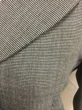 KASPER, Brown, White, Wool, Houndstooth, Single Breasted, Welt Pockets, 3 Button, Long Sleeves, Matching Belt, Micro Houndstooth