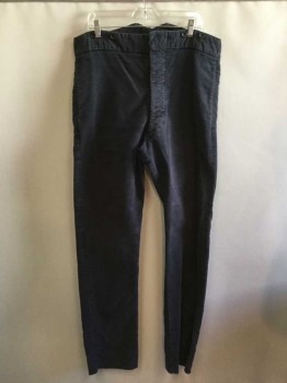 DARCY, Charcoal Gray, Cotton, Solid, 1800's Western Pants, Moleskin, High Waisted Button Fly, 2 Slit Pockets, Adjustable Back Waist, Open at Hemline