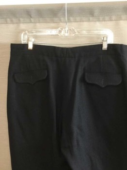 N/L MTO, Black, Wool, Solid, Button Fly, 4 Pockets, Made To Order * Mended Hole on Back right Leg