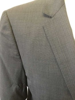 DKNY, Charcoal Gray, Wool, Solid, Single Breasted, 2 Buttons,  Collar Attached, Notched Lapel, Hand Picked Collar/Lapel