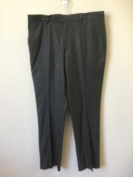 APT. 9 , Charcoal Gray, Wool, Lycra, Heathered, Flat Front, 4 Pockets, Zip Fly