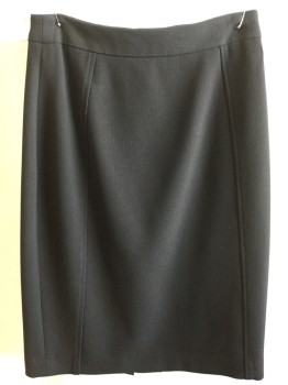 HALOGEN, Black, Wool, Polyester, Solid, 1.5" Waistband, Black Lining, Zip Front, Split Center Bottom