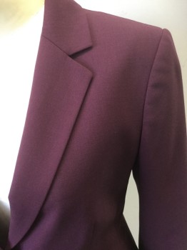 Womens, Suit, Jacket, THEORY, Wine Red, Wool, Elastane, Solid, B30, 2, W28, Single Breasted, 2 Buttons,  2 Pockets, Notched Lapel, Has Stretch, Center Back Vent,