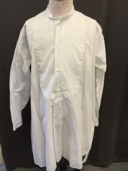 Childrens, Shirt 1890s-1910s, ROPA BLANCA, White, Cotton, Solid, 29, 13.5, Band Collar, Bib Front with Self Stripes, Long Sleeves,