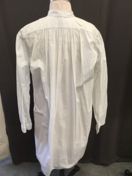 Childrens, Shirt 1890s-1910s, ROPA BLANCA, White, Cotton, Solid, 29, 13.5, Band Collar, Bib Front with Self Stripes, Long Sleeves,