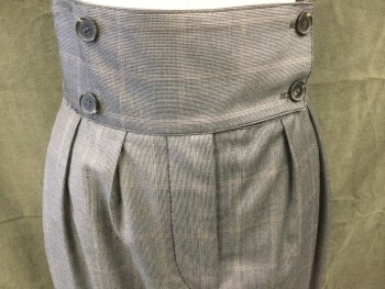 STELLA MCCARTNEY, Gray, Black, Maroon Red, Wood, Grid , Houndstooth - Micro, High Waist, 3 1/2" Waistband, 4 Button Tab Closure, Button Fly, Double Pleats, 2 Side Welt Pockets